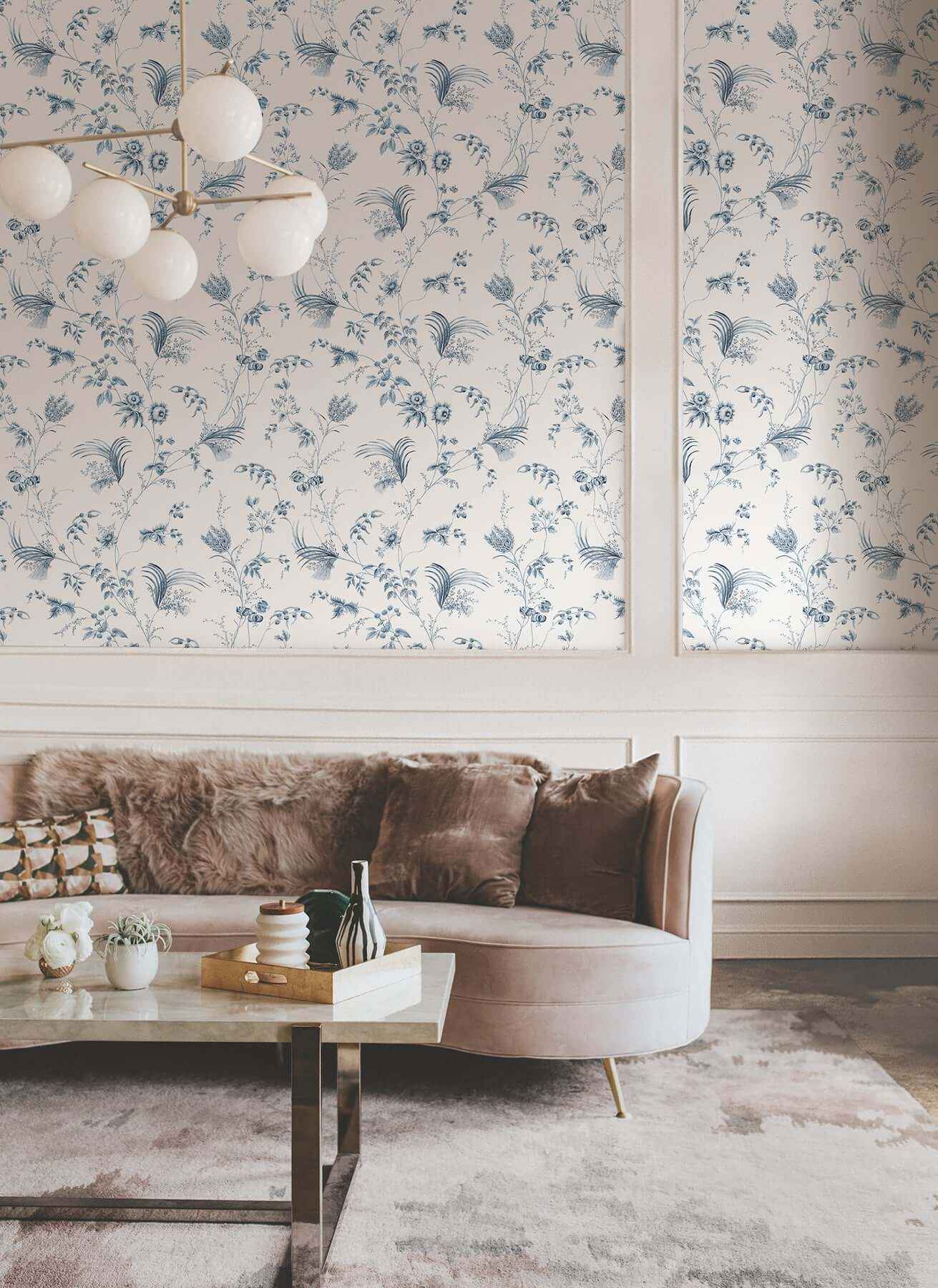 Floral Lace Navy Wallpaper - York Wallcoverings - MX9683 - York Wallcoverings Wallpaper