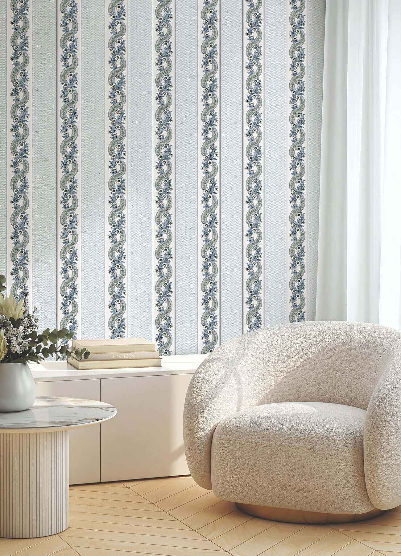 Abbey's Garland Aqua Wallpaper - York Wallcoverings - MX9692