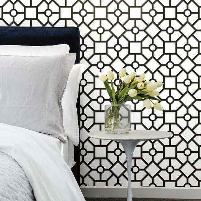 Hedgerow Trellis Black & Gold Peel & Stick Wallpaper - York Wallcoverings - PSW1028RL - York Wallcoverings Wallpaper
