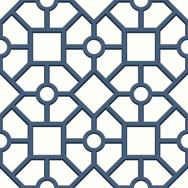 Hedgerow Trellis Navy Peel & Stick Wallpaper - York Wallcoverings - PSW1027RL - York Wallcoverings Wallpaper