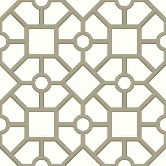 Hedgerow Trellis Taupe & Gold Peel & Stick Wallpaper - York Wallcoverings - PSW1026RL
