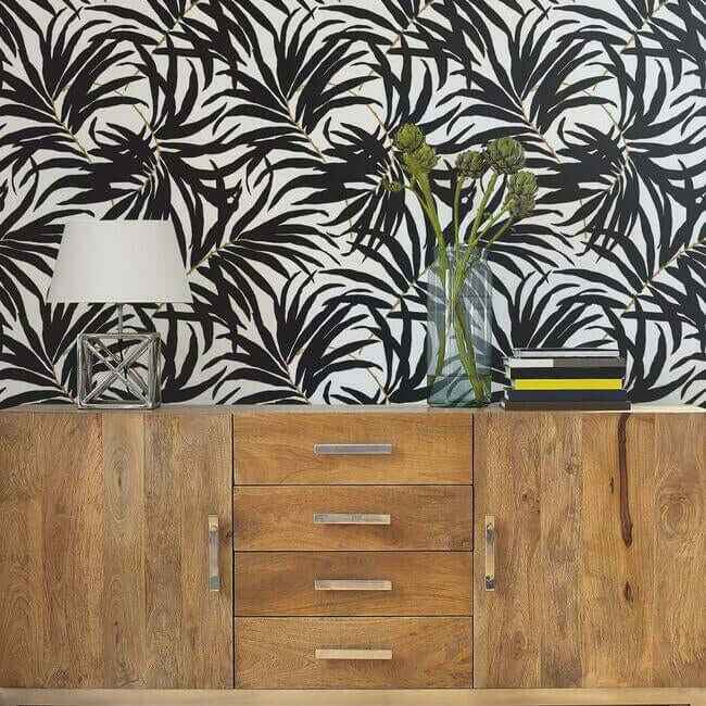 Bali Leaves Black Peel & Stick Wallpaper - York Wallcoverings - PSW1029RL - York Wallcoverings Wallpaper