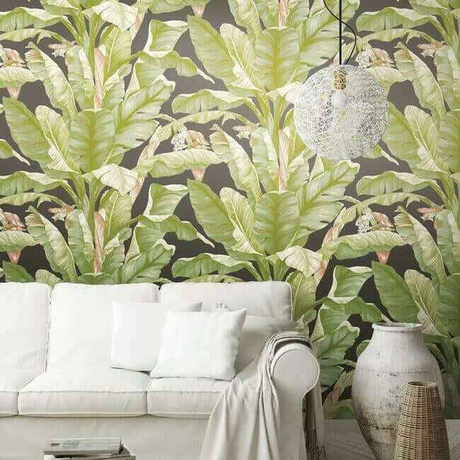 Banana Leaf Black & Green Peel & Stick Wallpaper - York Wallcoverings - PSW1035RL - York Wallcoverings Wallpaper