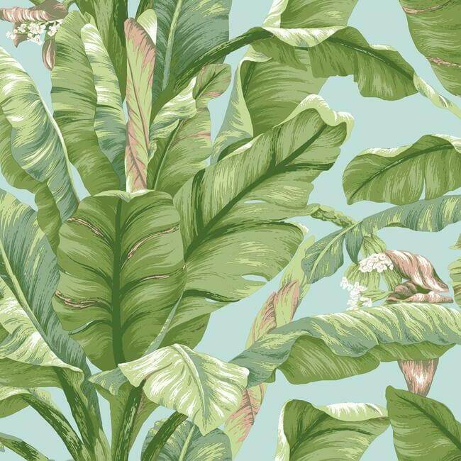 banana-leaf-blue-green-peel-stick-wallpaper-york-wallcoverings-psw1036rl - York Wallpaper Wallpaper