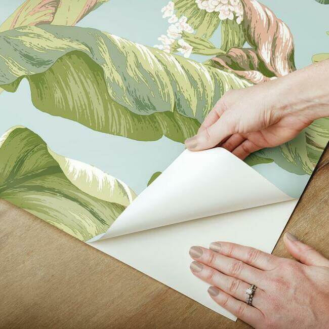 banana-leaf-blue-green-peel-stick-wallpaper-york-wallcoverings-psw1036rl - York Wallpaper Wallpaper