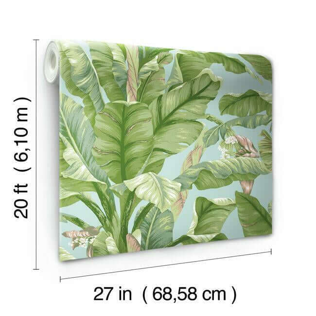 banana-leaf-blue-green-peel-stick-wallpaper-york-wallcoverings-psw1036rl - York Wallpaper Wallpaper