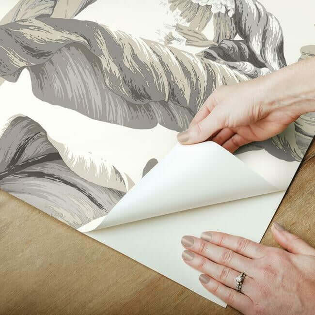 banana-leaf-white-black-peel-stick-wallpaper-york-wallcoverings-psw1037rl - York Wallpaper Wallpaper