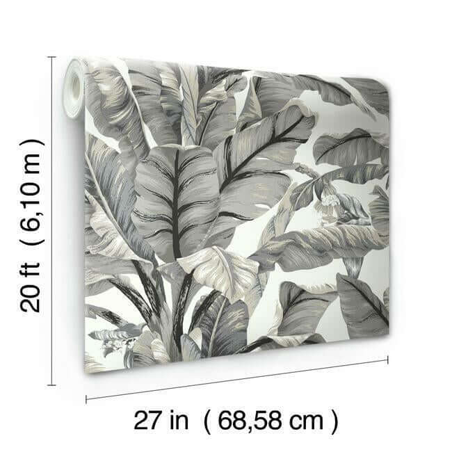 banana-leaf-white-black-peel-stick-wallpaper-york-wallcoverings-psw1037rl - York Wallpaper Wallpaper