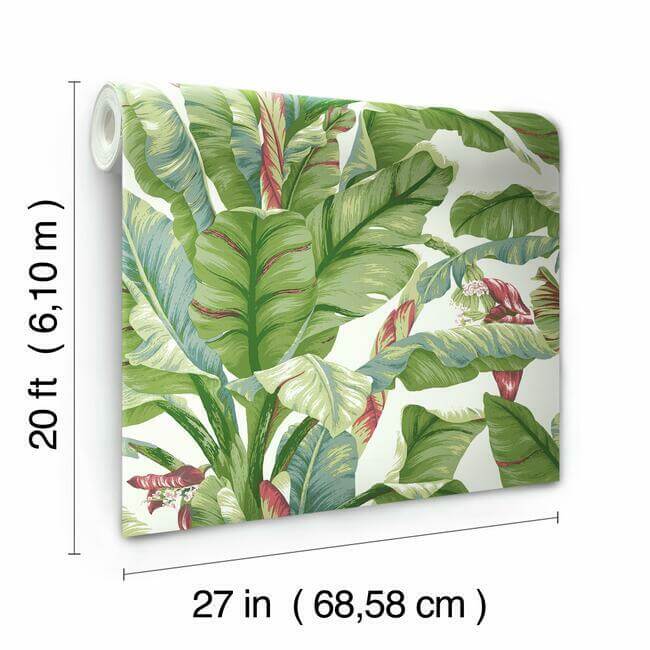 banana-leaf-premium-peel-stick-wallpaper-whitegreen-york-wallcoverings-psw1034rl - York Wallcoverings Wallpaper