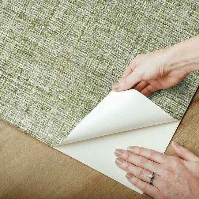 Papyrus Weave Green Peel & Stick Wallpaper - York Wallcoverings - PSW1038RL - York Wallcoverings Wallpaper