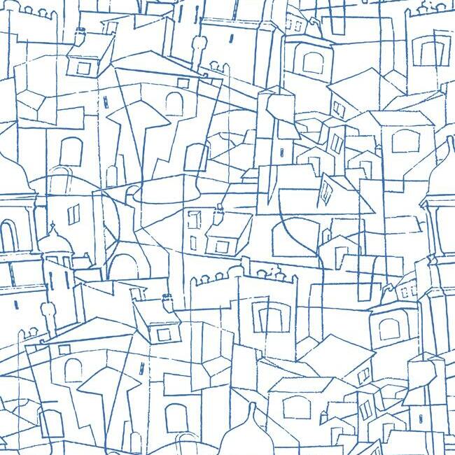 cubist-cityscape-premium-peel-stick-wallpaper-cobalt-york-wallcoverings-psw1046rl - York Wallcoverings Wallpaper