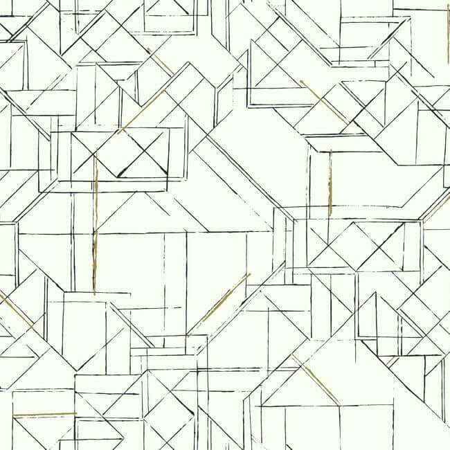 Prism Schematics Black & Gold Peel & Stick Wallpaper - York Wallcoverings - PSW1050RL - York Wallcoverings Wallpaper