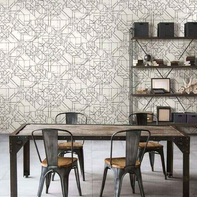 Prism Schematics Black & Gold Peel & Stick Wallpaper - York Wallcoverings - PSW1050RL - York Wallcoverings Wallpaper