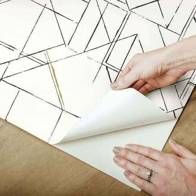 Prism Schematics Black & Gold Peel & Stick Wallpaper - York Wallcoverings - PSW1050RL - York Wallcoverings Wallpaper