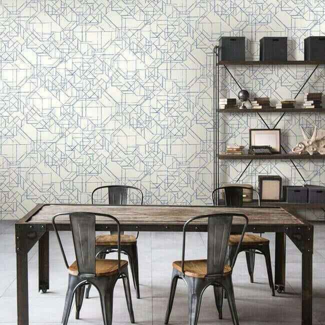 Prism Schematics Premium Peel Stick Wallpaper Cobaltsilver - York Wallcoverings - PSW1049RL - York Wallcoverings Wallpaper