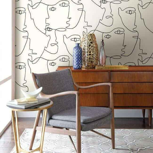 Pablo Portraits Black Peel & Stick Wallpaper - York Wallcoverings - PSW1053RL - York Wallcoverings Wallpaper