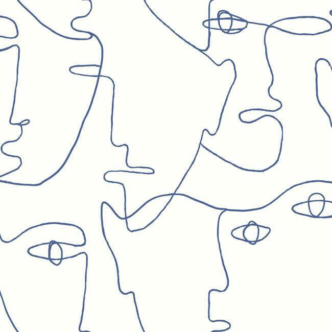 pablo-portraits-premium-peel-stick-wallpaper-cobalt-york-wallcoverings-psw1214rl - York Wallcoverings Wallpaper