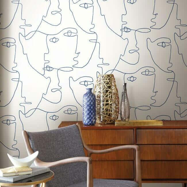 pablo-portraits-premium-peel-stick-wallpaper-cobalt-york-wallcoverings-psw1214rl - York Wallcoverings Wallpaper