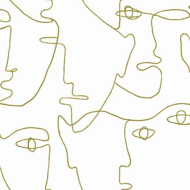 Pablo Portraits Gold Metallic Peel & Stick Wallpaper - York Wallcoverings - PSW1054RL - York Wallcoverings Wallpaper