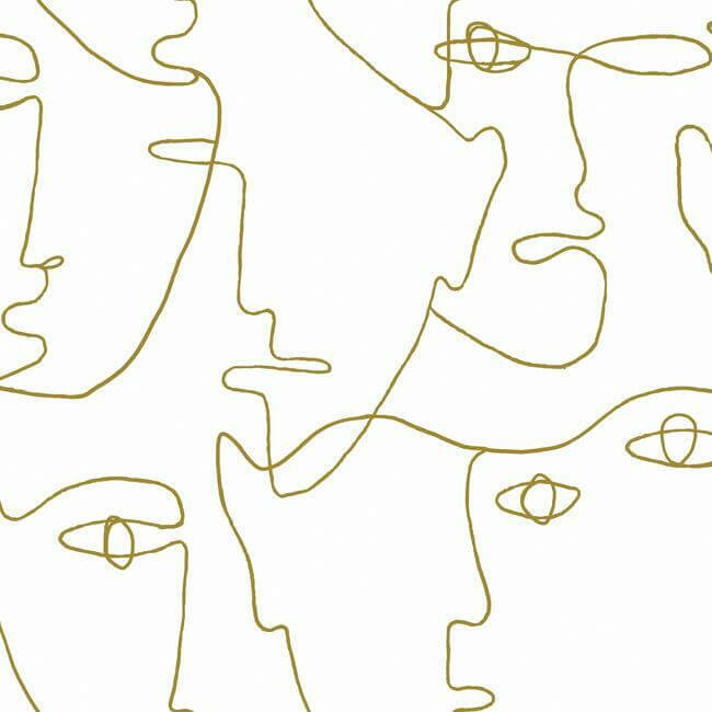 pablo-portraits-gold-metallic-peel-stick-wallpaper-york-wallcoverings-psw1054rl - York Wallpaper Wallpaper