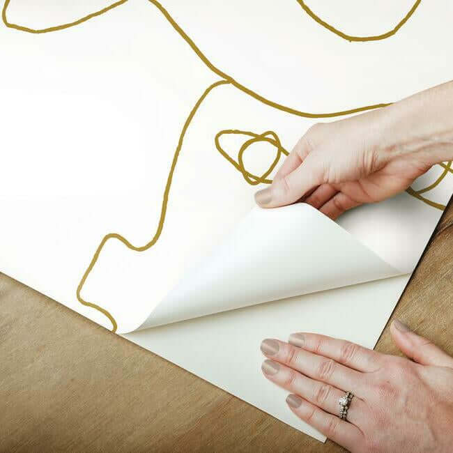 pablo-portraits-gold-metallic-peel-stick-wallpaper-york-wallcoverings-psw1054rl - York Wallpaper Wallpaper