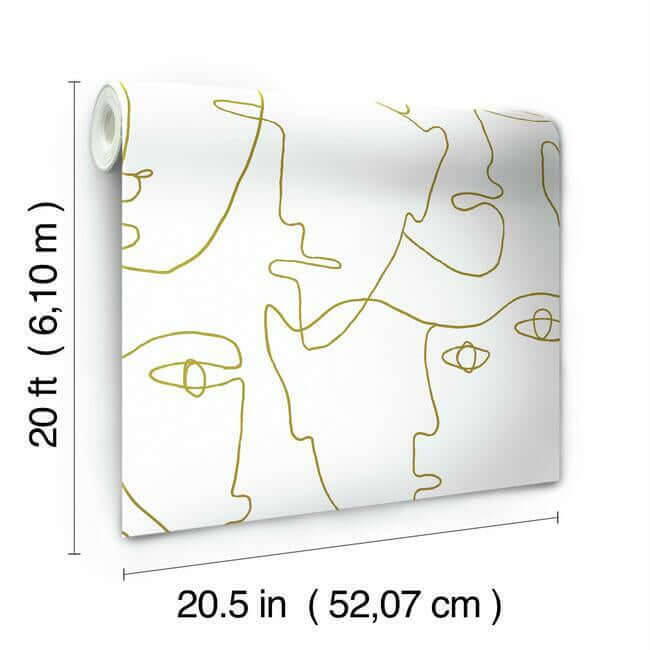 pablo-portraits-gold-metallic-peel-stick-wallpaper-york-wallcoverings-psw1054rl - York Wallpaper Wallpaper