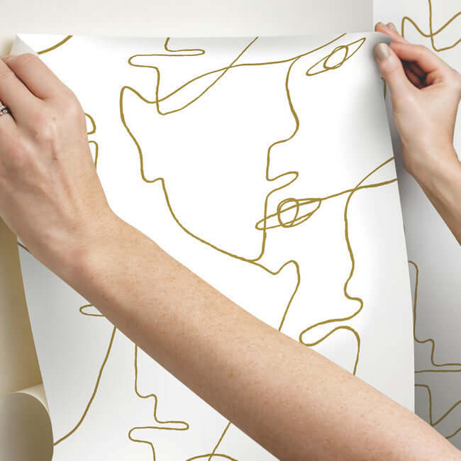 pablo-portraits-gold-metallic-peel-stick-wallpaper-york-wallcoverings-psw1054rl - York Wallpaper Wallpaper