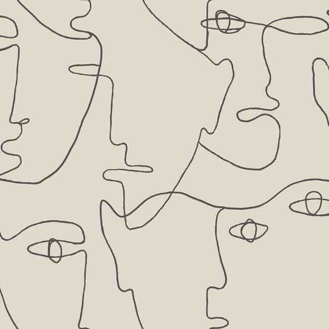 pablo-portraits-premium-peel-stick-wallpaper-linencharcoal-york-wallcoverings-psw1055rl - York Wallcoverings Wallpaper