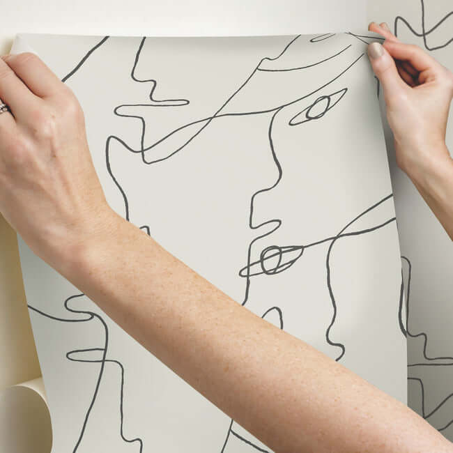 pablo-portraits-premium-peel-stick-wallpaper-linencharcoal-york-wallcoverings-psw1055rl - York Wallcoverings Wallpaper