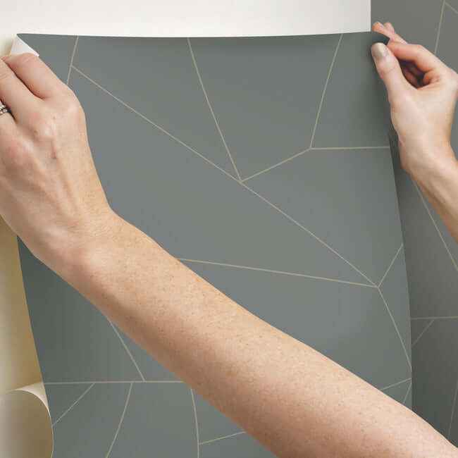 Fractured Prism Grey Peel & Stick Wallpaper - York Wallcoverings - PSW1233RL - York Wallcoverings Wallpaper
