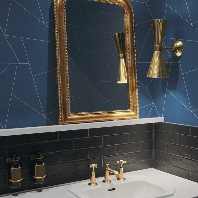 fractured-prism-premium-peel-stick-wallpaper-navy-york-wallcoverings-psw1235rl - York Wallcoverings Wallpaper