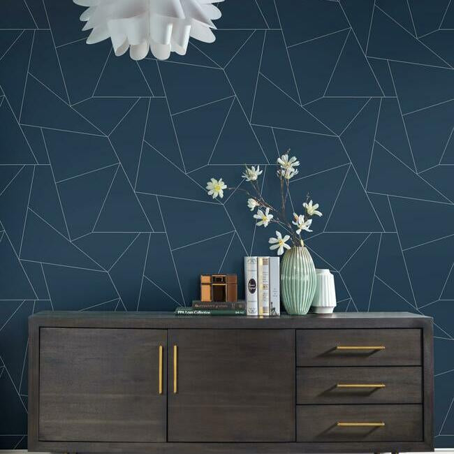 fractured-prism-premium-peel-stick-wallpaper-navy-york-wallcoverings-psw1235rl - York Wallcoverings Wallpaper