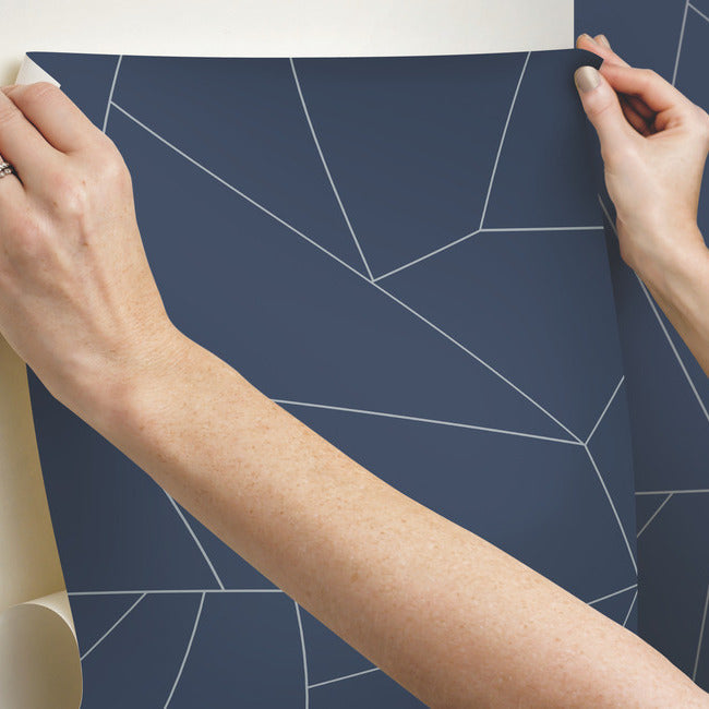 fractured-prism-premium-peel-stick-wallpaper-navy-york-wallcoverings-psw1235rl - York Wallcoverings Wallpaper