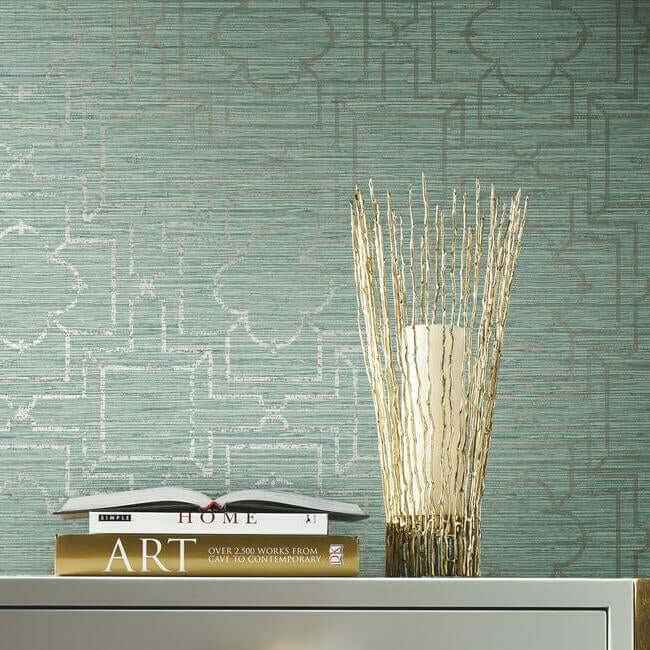 Quatrefoil Trellis Blue Peel & Stick Wallpaper - York Wallcoverings - PSW1066RL - York Wallcoverings Wallpaper