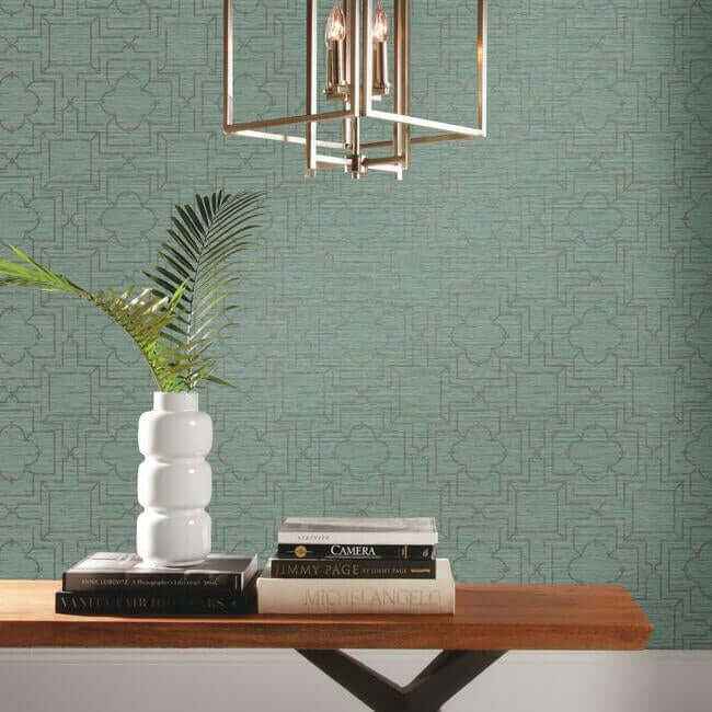 Quatrefoil Trellis Blue Peel & Stick Wallpaper - York Wallcoverings - PSW1066RL - York Wallcoverings Wallpaper