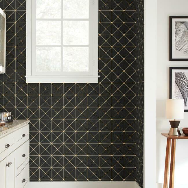 double-diamonds-premium-peel-stick-wallpaper-black-york-wallcoverings-psw1070rl - York Wallcoverings Wallpaper