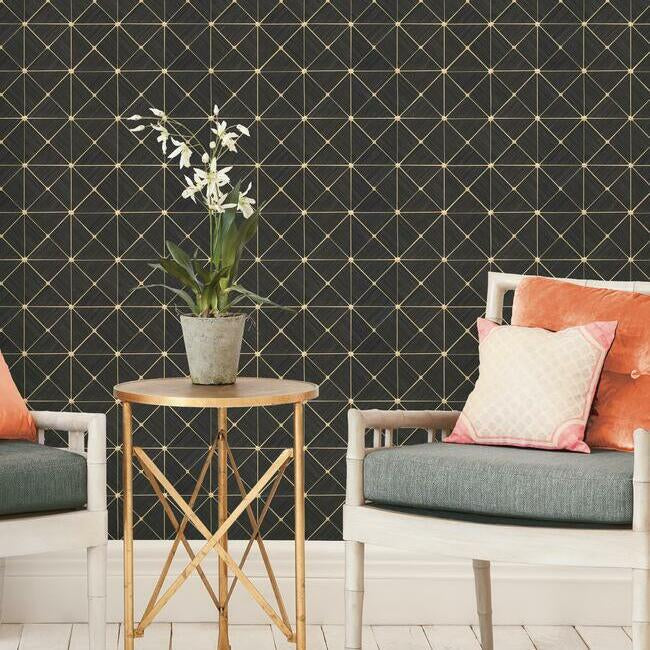 double-diamonds-premium-peel-stick-wallpaper-black-york-wallcoverings-psw1070rl - York Wallcoverings Wallpaper