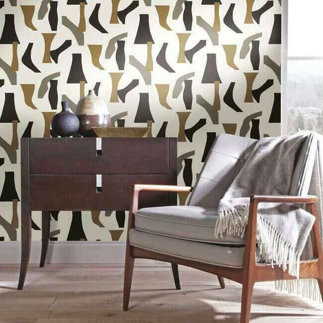 Modernist Black & Gold Peel & Stick Wallpaper - York Wallcoverings - PSW1059RL - York Wallcoverings Wallpaper