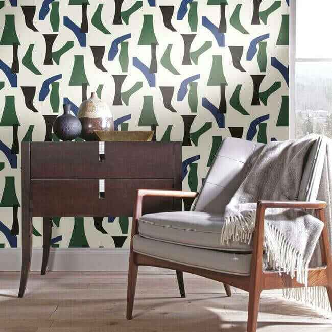 Modernist Green & Blue Peel & Stick Wallpaper - York Wallcoverings - PSW1057RL - York Wallcoverings Wallpaper