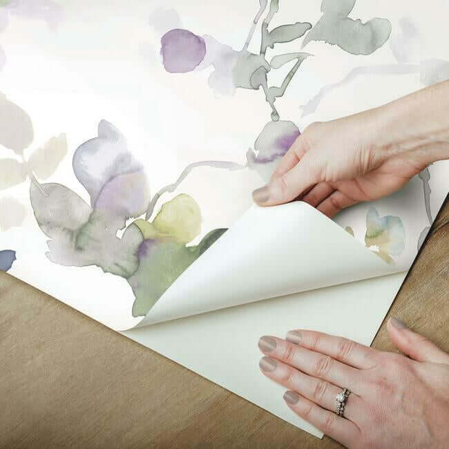 garden-anemone-premium-peel-stick-wallpaper-lilacgreen-york-wallcoverings-psw1082rl - York Wallcoverings Wallpaper