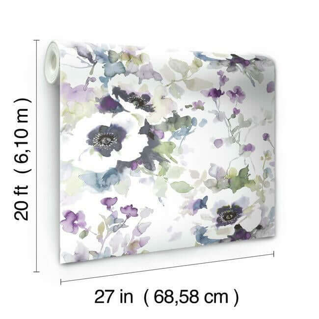garden-anemone-premium-peel-stick-wallpaper-lilacgreen-york-wallcoverings-psw1082rl - York Wallcoverings Wallpaper