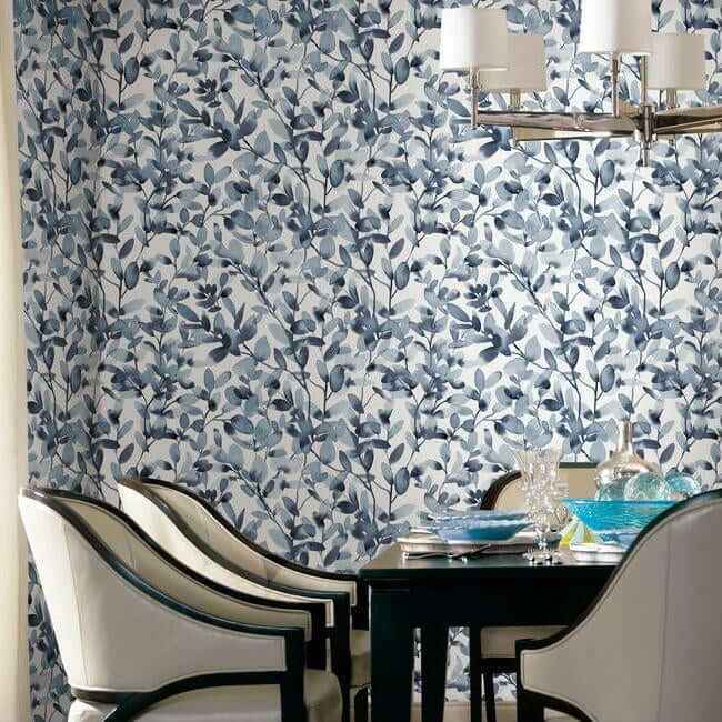Botany Vines Blue Peel & Stick Wallpaper - York Wallcoverings - PSW1085RL - York Wallcoverings Wallpaper