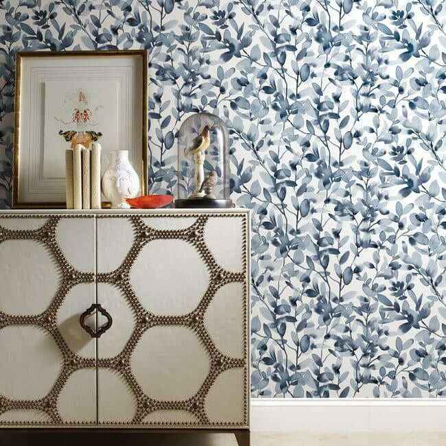 Botany Vines Blue Peel & Stick Wallpaper - York Wallcoverings - PSW1085RL - York Wallcoverings Wallpaper