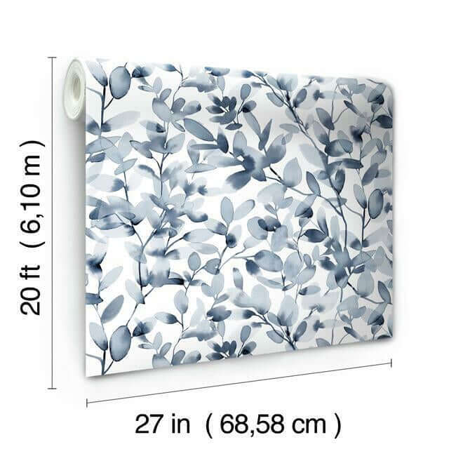 botany-vines-premium-peel-stick-wallpaper-blue-york-wallcoverings-psw1085rl - York Wallcoverings Wallpaper