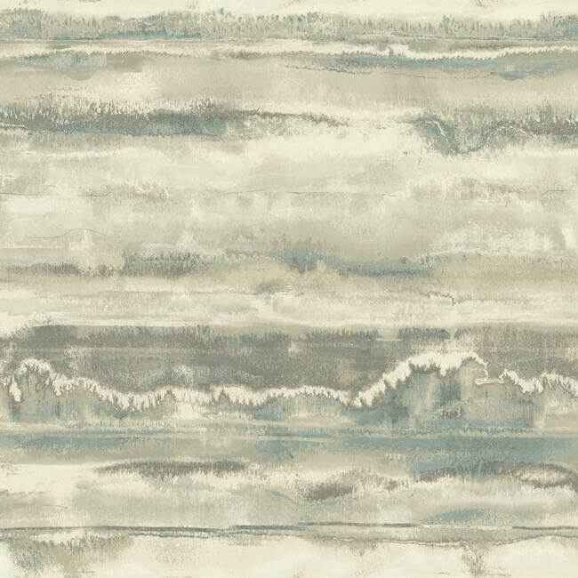 High Tide Taupe & Blue Peel & Stick Wallpaper - York Wallcoverings - PSW1105RL - York Wallcoverings Wallpaper
