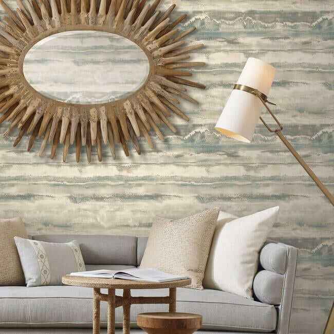 High Tide Taupe & Blue Peel & Stick Wallpaper - York Wallcoverings - PSW1105RL - York Wallcoverings Wallpaper