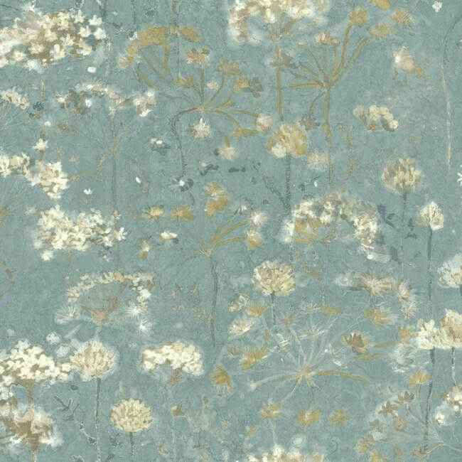 Botanical Fantasy Blue & Beige Peel & Stick Wallpaper - York Wallcoverings - PSW1106RL - York Wallcoverings Wallpaper