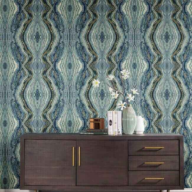 Kaleidoscope Blue Peel & Stick Wallpaper - York Wallcoverings - PSW1108RL - York Wallcoverings Wallpaper