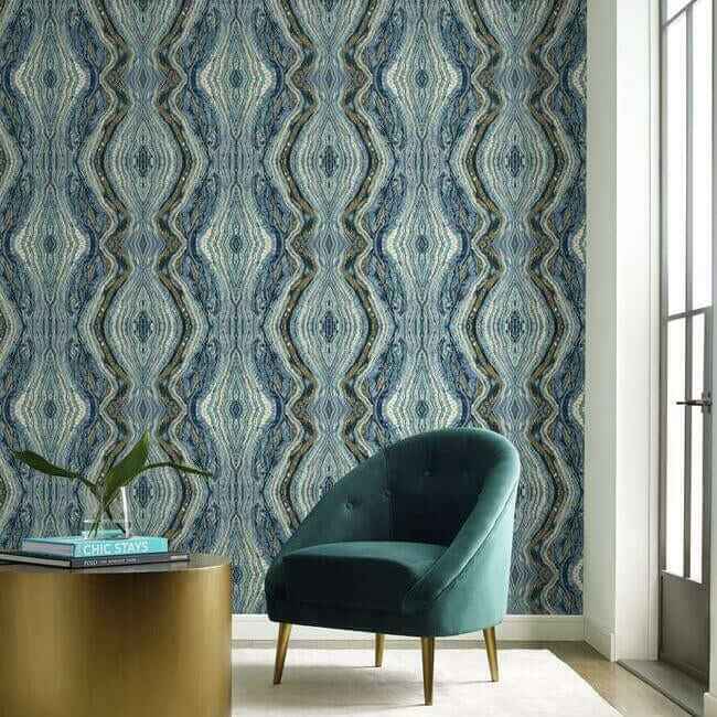 Kaleidoscope Blue Peel & Stick Wallpaper - York Wallcoverings - PSW1108RL - York Wallcoverings Wallpaper