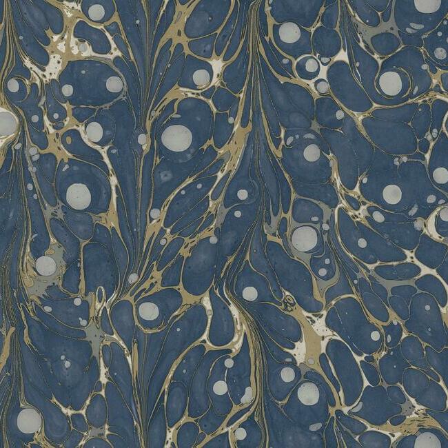 marbled-endpaper-premium-peel-stick-wallpaper-navy-york-wallcoverings-psw1114rl - York Wallcoverings Wallpaper
